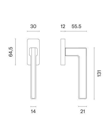 Poignée de fenêtre ARTA avec dimensions