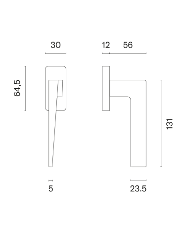 Poignée de fenêtre EDA avec dimensions