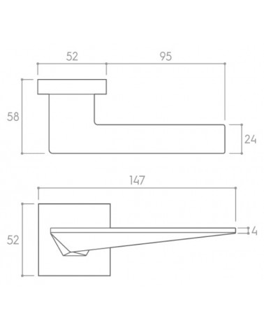 Poignée de porte Blade avec dimensions