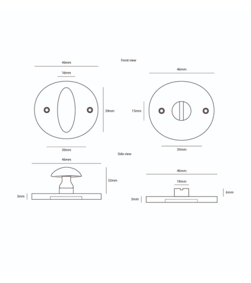 Rosace de porte CDF clé WC-326 -  quincaillerie design