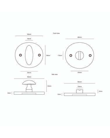 Rosace de porte CDF clé WC-326 robuste et esthétique - MillaPoignées