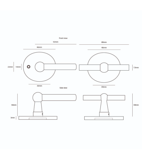 Poignée de porte rétro - industrielle verticale en fer BECDF ronde -  poignée design
