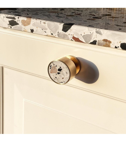 Bouton de meuble en laiton et Terrazzo poignée design
