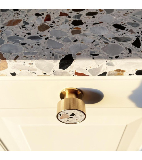 Bouton de meuble en laiton et Terrazzo poignée design