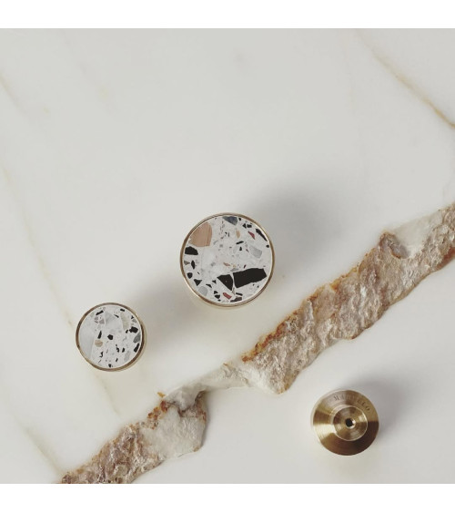 Bouton de meuble en laiton et Terrazzo poignée design