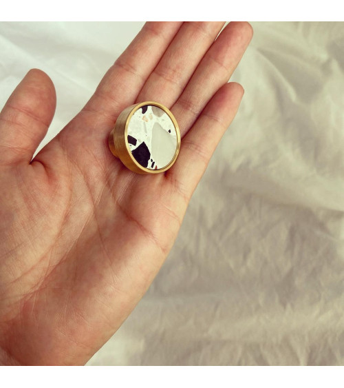 Bouton de meuble en laiton et Terrazzo poignée design