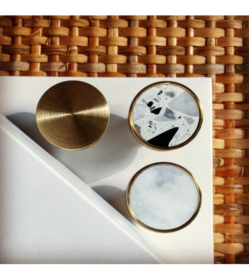 Bouton de meuble en laiton et Terrazzo poignée design