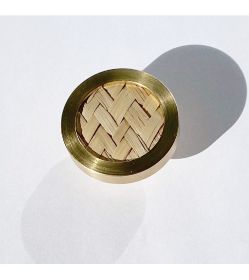 Bouton de meuble en laiton et herbiers marins poignée design