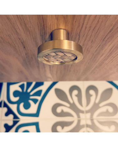 Bouton de meuble en laiton et herbiers marins poignée design vue du dessus