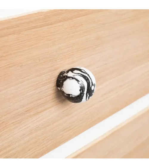 Bouton de meuble en bois de hêtre noir poignée design