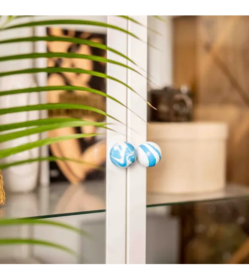 Bouton de meuble en bois de hêtre Bleu Azur poignée design