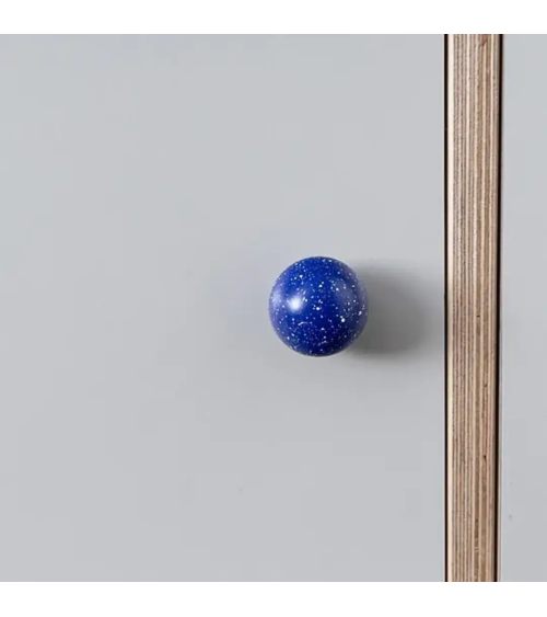 Bouton de meuble en bois de hêtre Bleu foncé/blanc Mélange poignée design