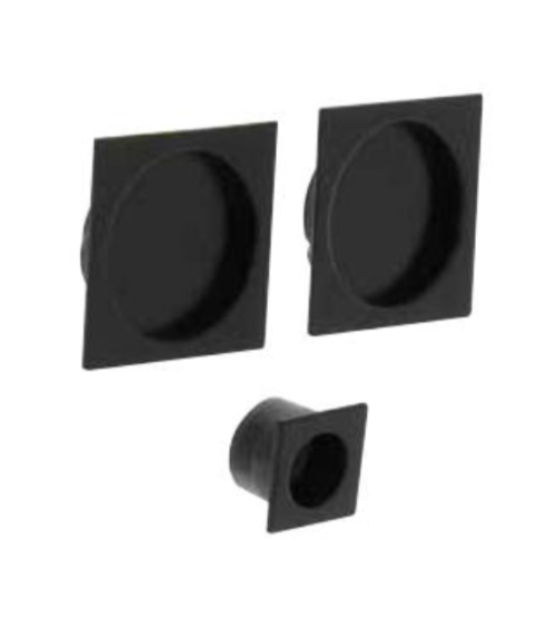 Poignée cuvette noire encastrée carrée, pour porte coulissante, avec tire doigt -  poignée design