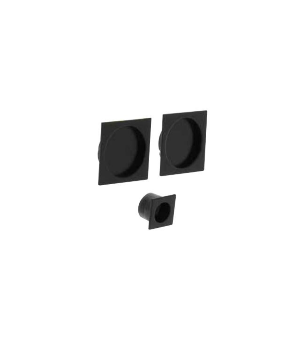 Poignée cuvette noire encastrée carrée, pour porte coulissante, avec tire doigt -  poignée design