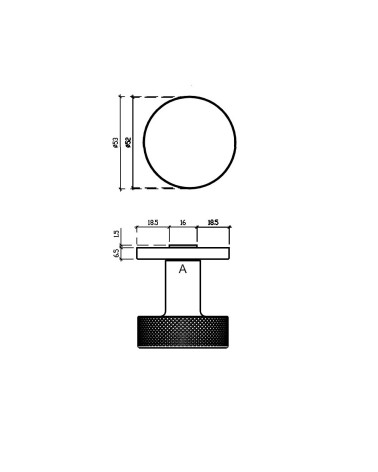 Bouton de porte TUJA avec dimensions