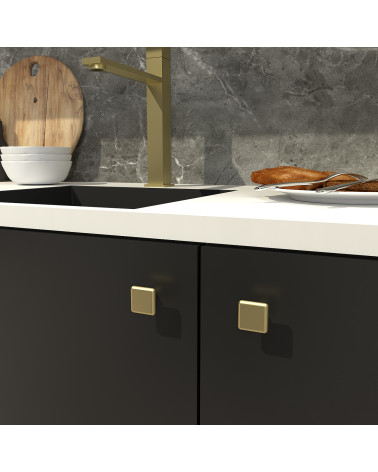 Bouton de meuble or mat NOX poignée design fixé sur un meuble