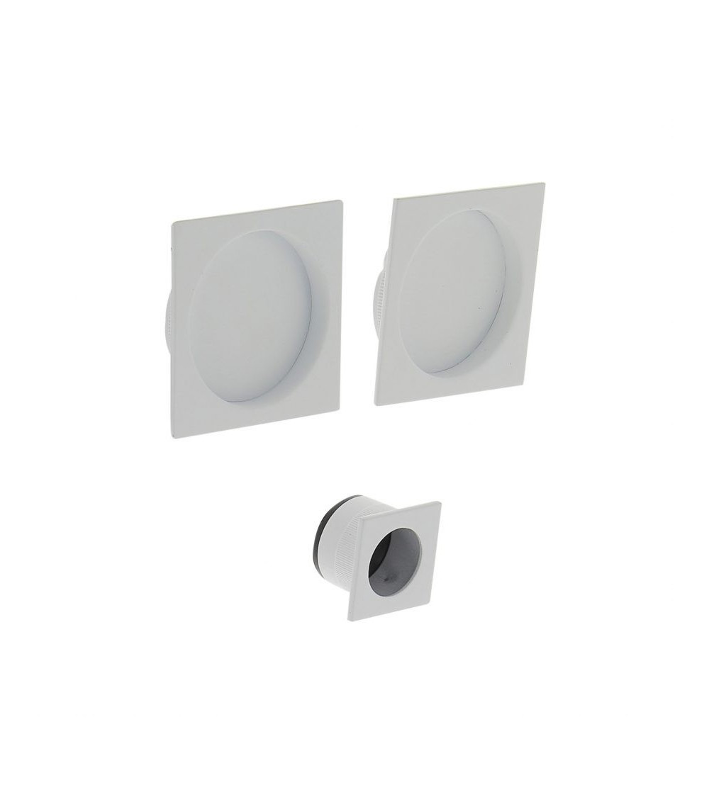 Poignée cuvette blanche encastrée carrée, pour porte coulissante, avec tire doigt -  poignée design