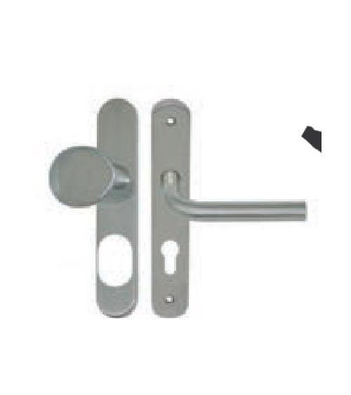 Poignée-bouton sur plaque longue - Inox 304 sécurisée cylindre A2P