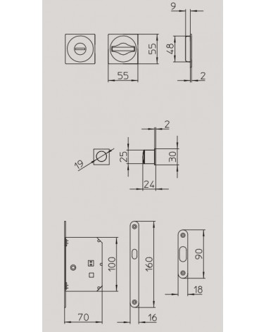 Poignée pour porte coulissante MANDELLI 1108TN/S avec dimensions