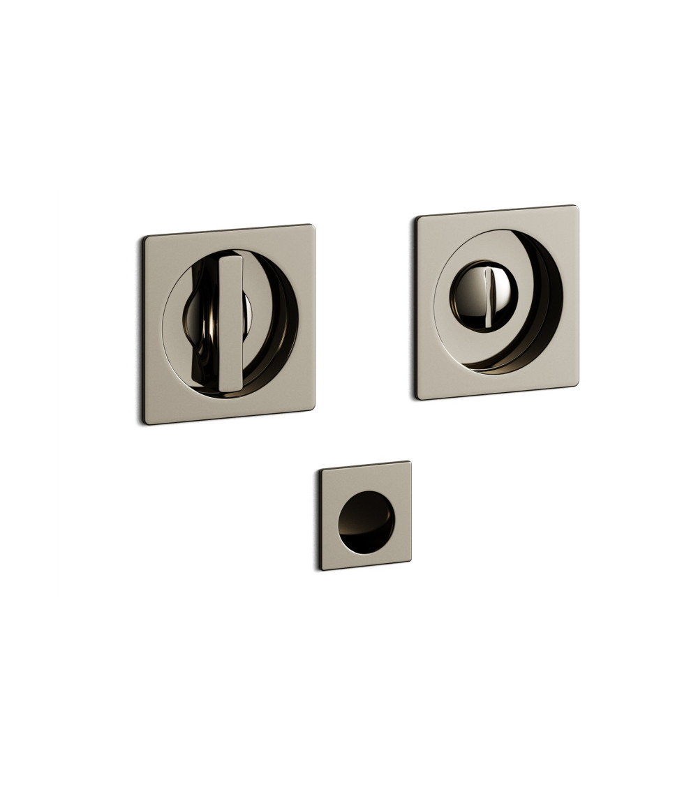 Poignée de porte nickel laqué encastrée avec la serrure, pour porte coulissante, MANDELLI 1108TN/S -  poignée design