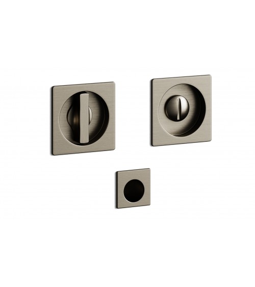 Poignée de porte nickel satiné encastrée avec la serrure, pour porte coulissante, MANDELLI 1108TN/S -  poignée design