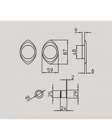 Poignée pour porte coulissante MANDELLI 368T avec dimensions