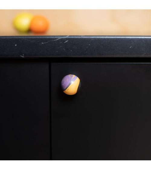 Bouton de meuble en bois de hêtre Violet Lune Ebru