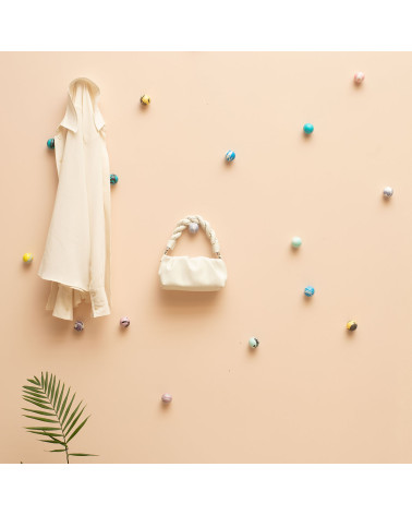 Bouton de meuble en bois de hêtre rose foncé et noir Mélange