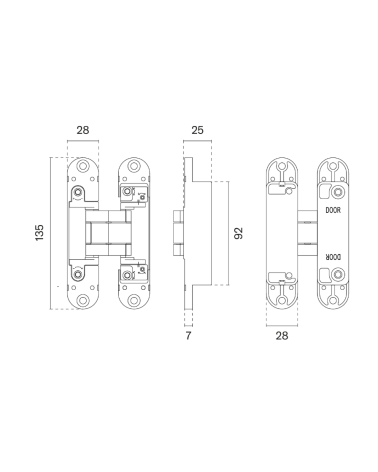 Charnière 3D pour une porte invisible