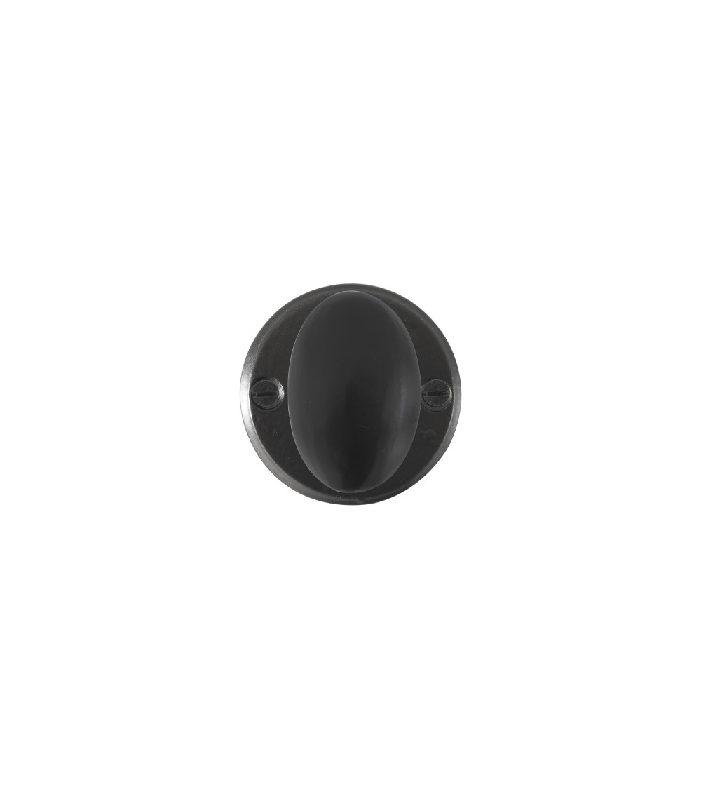 Bouton de porte noir en fer 1018 - plaque ronde -  poignée design