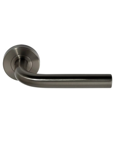poignée de porte sur une rosace ronde de couleur anthracite pour espace publique