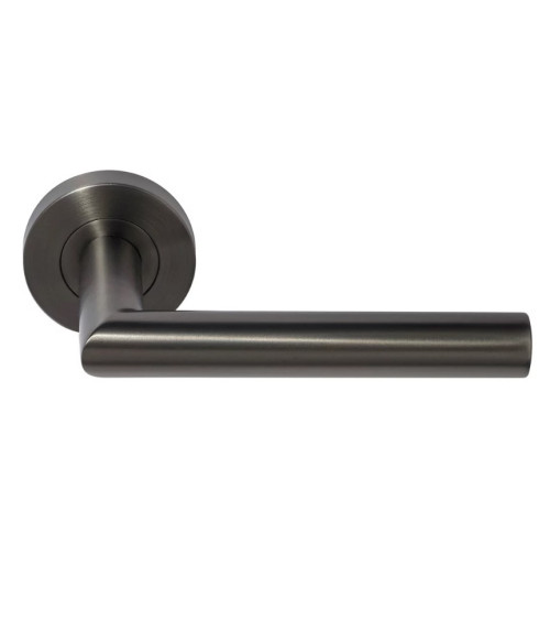 poignée de porte sur une rosace ronde de couleur anthracite pour hotels