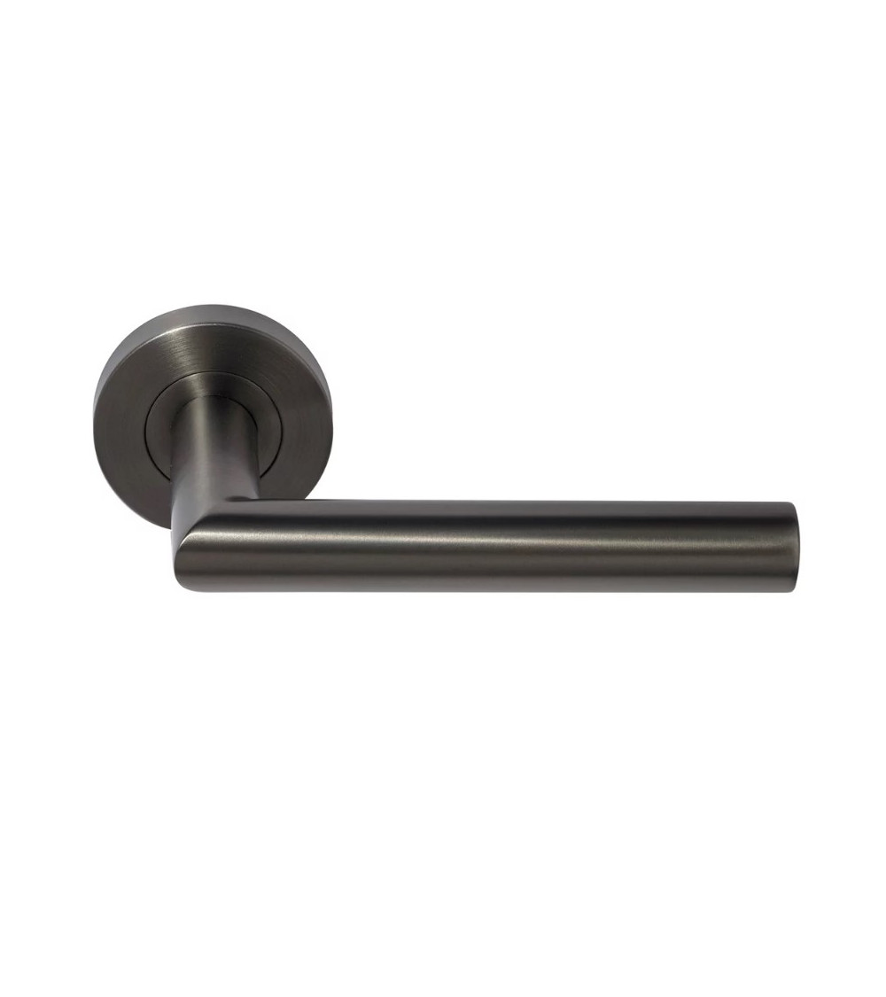 poignée de porte sur une rosace ronde de couleur anthracite pour hotels