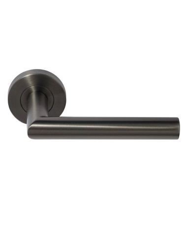 poignée de porte sur une rosace ronde de couleur anthracite pour hotels