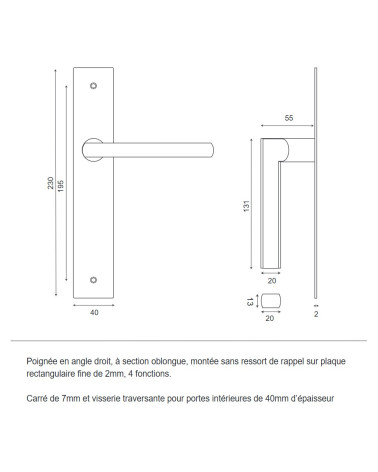 Poignée sur plaque fine 2mm Pyla