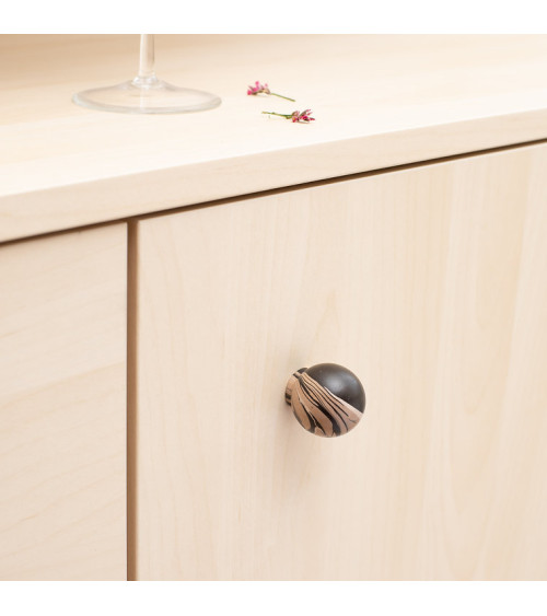 Bouton de meuble en bois de hêtre Espresso