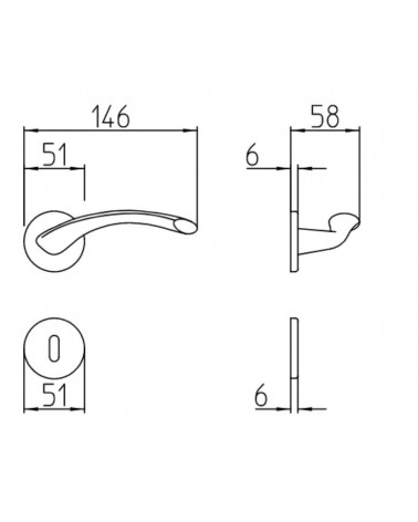 Poignée de porte en laiton Mandelli Zoom avec dimensions