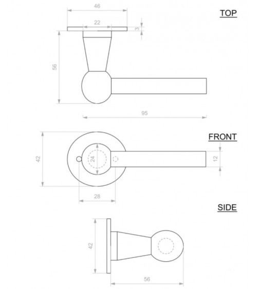 Poignée de porte rétro - industrielle en fer BECDF ronde -  poignée design