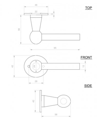 Poignée de porte rétro - industrielle en fer BECDF ronde -  poignée design