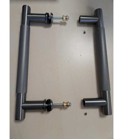 Poignée de tirage double texturée pour porte 1770 finition anthracite poignée design