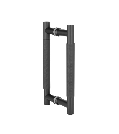 Poignée de tirage double texturée pour porte 1770 finition noir mat poignée design