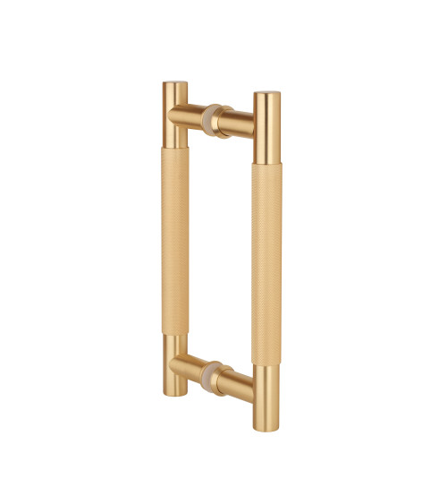 Poignée de tirage double texturée pour porte 1770 finition or mat poignée design