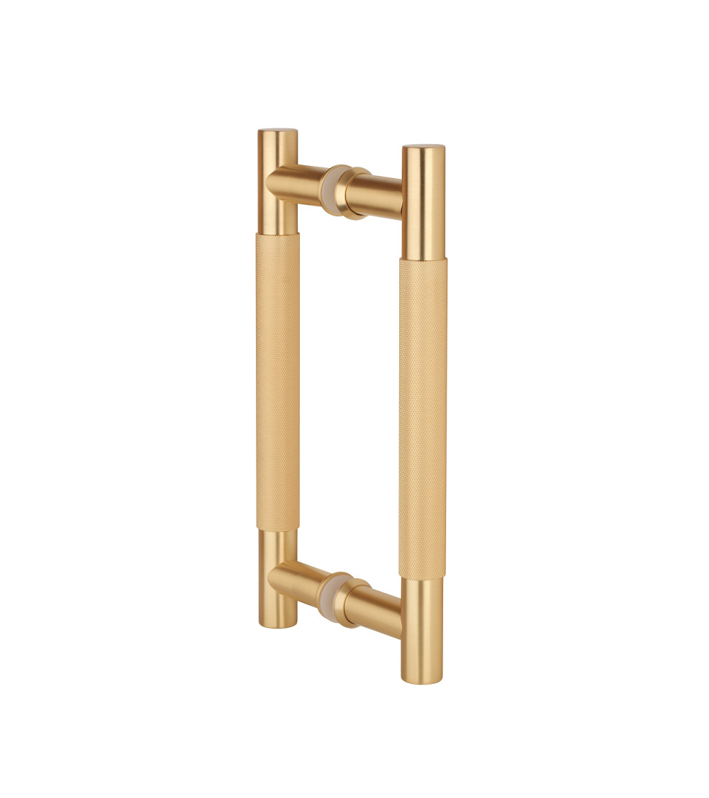 Poignée de tirage double texturée pour porte 1770 finition or mat poignée design