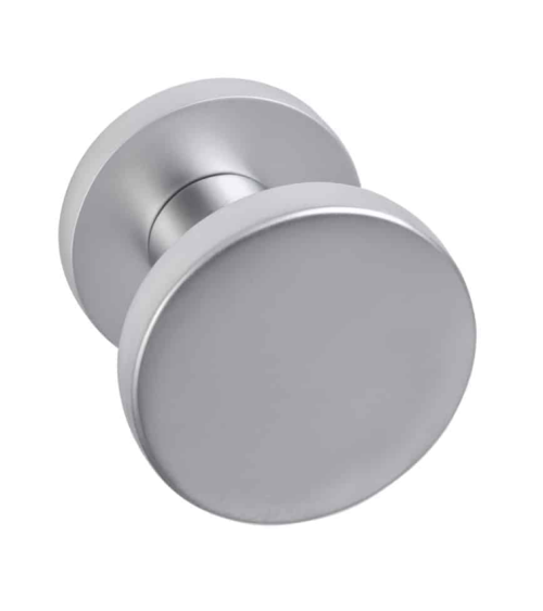 Bouton rond plat d.54 en aluminium sur rosace ronde