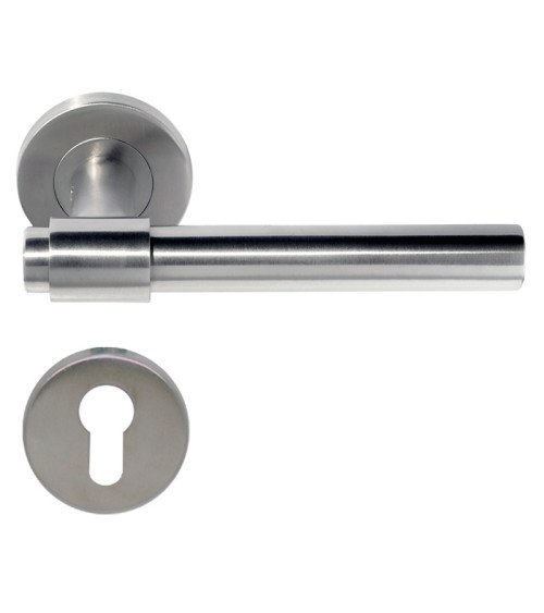 Poignée de porte IRATY inox brossé mat, Grade 3 usage intensif