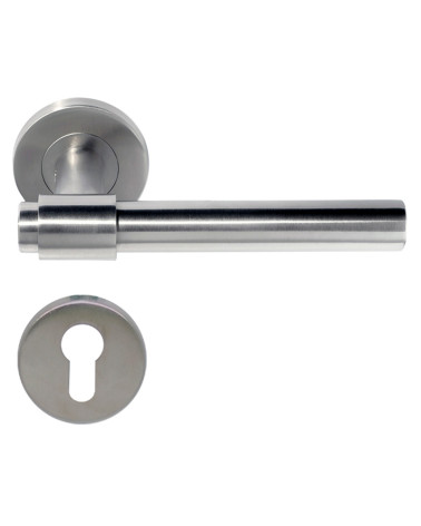 Poignée de porte IRATY inox brossé mat, Grade 3 usage intensif