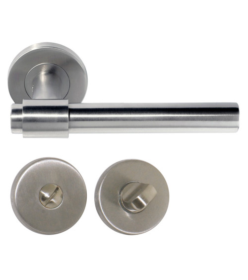 Poignée de porte IRATY inox brossé mat, Grade 3 usage intensif