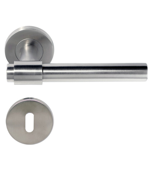 Poignée de porte IRATY inox brossé mat, Grade 3 usage intensif