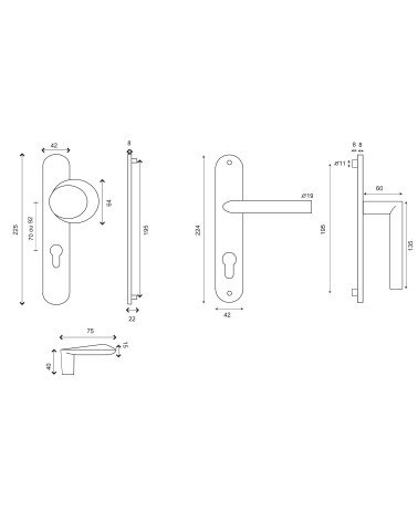 Dessin Ensemble palière Amande/Altesse sur plaques mssives inox