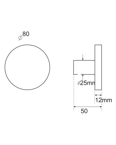Dessin Patère murale Ronde Aluminium